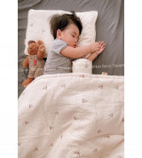 Thanh lý vải xô muslin may chăn và gối cho bé siêu mềm mịn hình tam giác nâu nền trắng